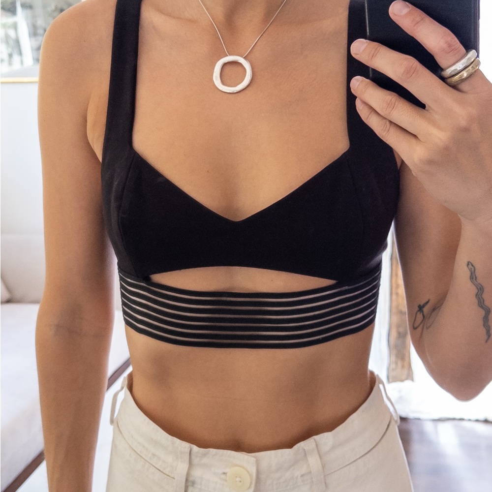 Nordstrom Black Striped Crop Top